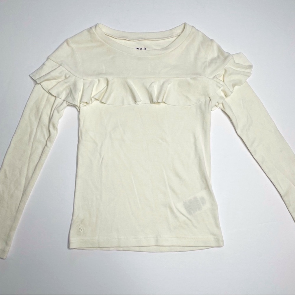 Ralph Lauren Polo Cream Ruffled Top